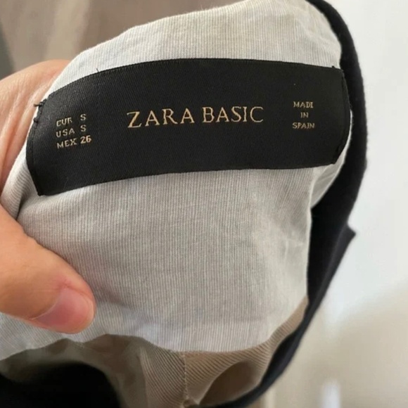 ZARA Basic Woman Elbow-Patch Plaid Cotton Blazer Coat Jacket Blue - Picture 3 of 3